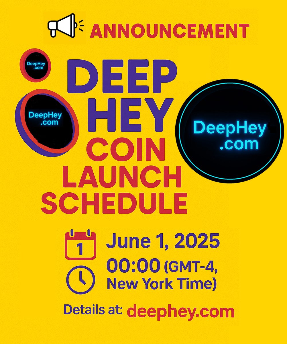 pump_brc20's tweet photo. 🎉 The wait is almost over!
⏰ DeepHey Coin launches at 00:00 (GMT-4), June 1, 2025
Join us as we enter a new era of digital interaction and value.
🔗 https://t.co/qvcatUejnl
#CryptoLaunch #DeepHey #FutureOfChat #deepheycoin #coin $coin https://t.co/wvZlMul4JG
