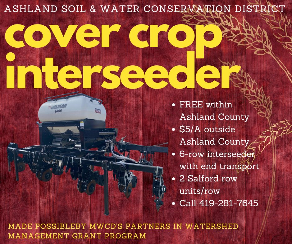 AshlandSWCD's tweet image. Interseeding cover crops can improve soil health, suppress weeds, and enhance nutrient cycling 🌱💪 Give it a try in early summer to maximize benefits after harvest! #CoverCrop #Interseeding #SoilHealth
