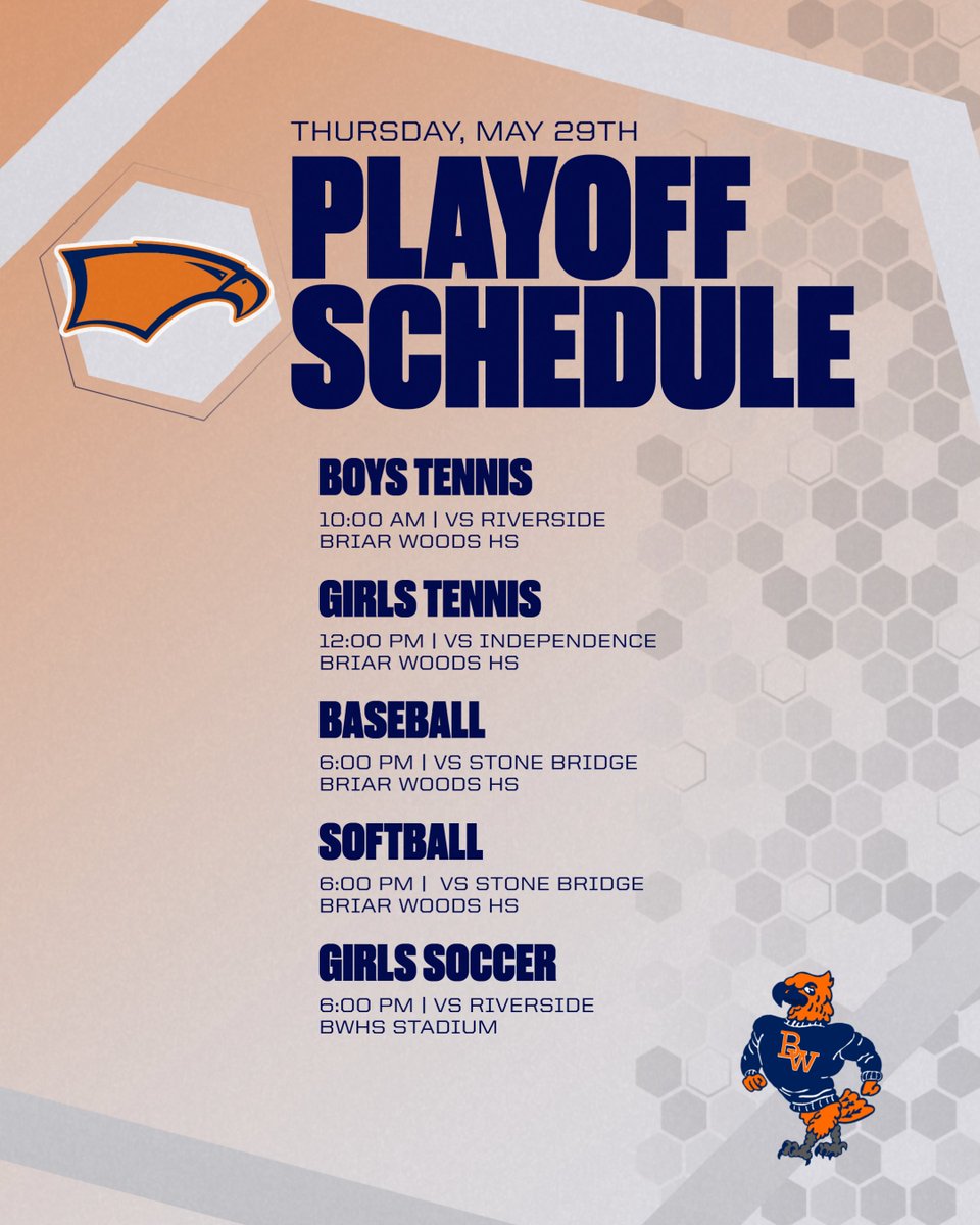 No games today due to the rain, here is the schedule for tomorrow!  Go Falcons!