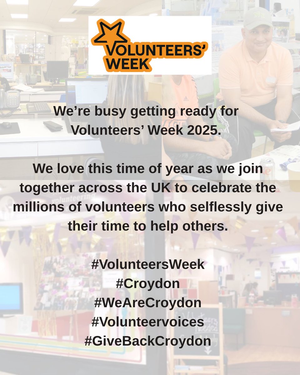 We’re gearing up for #VolunteersWeek 2025! 🎉
Let’s celebrate the amazing people who give their time, energy &amp; heart to help others. 💜
🙌 Thank you, volunteers — you make Croydon proud!

#Croydon #WeAreCroydon #VolunteerVoices #GiveBackCroydon #ThankYouVolunteers