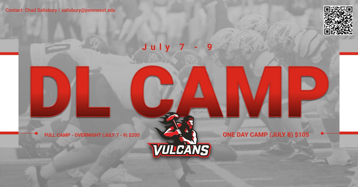 Tyler Orlosky (@to_65fb) on Twitter photo About a month and a half out from our <a href="/VulcanFootball/">California (PA) Vulcan Football</a> OL / DL Camp! This is a great chance to come Learn, Compete, and Earn a Scholarship!
The camp will offer multiple on field sessions, along with meeting and film sessions! Don’t miss out!
Link: calpafootballcamps.totalcamps.com/shop/EVENT About a month and a half out from our <a href="/VulcanFootball/">California (PA) Vulcan Football</a> OL / DL Camp! This is a great chance to come Learn, Compete, and Earn a Scholarship!
The camp will offer multiple on field sessions, along with meeting and film sessions! Don’t miss out!
Link: calpafootballcamps.totalcamps.com/shop/EVENT