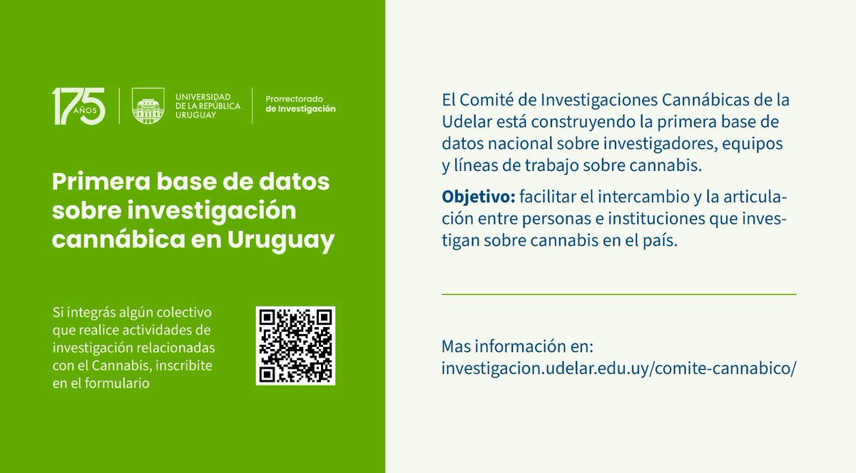 IRCCAuruguay (@irccauruguay) on Twitter photo CSIC <a href="/Udelaruy/">Universidad de la República</a> elabora base de datos de investigaciones con cannabis en Uruguay
Más info aquí 👉🏻 ircca.gub.uy/csic-elabora-b… CSIC <a href="/Udelaruy/">Universidad de la República</a> elabora base de datos de investigaciones con cannabis en Uruguay
Más info aquí 👉🏻 ircca.gub.uy/csic-elabora-b…