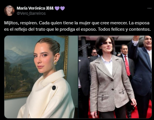 DaniMSantacruz's tweet photo. Esto debe parar, este posteo (y todos los de este tipo) es misógino y violento. Se hace un juicio de valor sobre la apariencia física implicando que una mujer es valiosa solo si es "deseable", esto es cosificarlas y reducirlas. Además el posteo asume que el deber de la mujer (esposa) es reflejar el "éxito" del esposo lo que anula la individualidad y autonomía de esas mujeres; y no conforme con eso, además, ejerce violencia simbólica ya que se las está juzgando en función de su edad, apariencia y vínculo con un hombre. Basta.