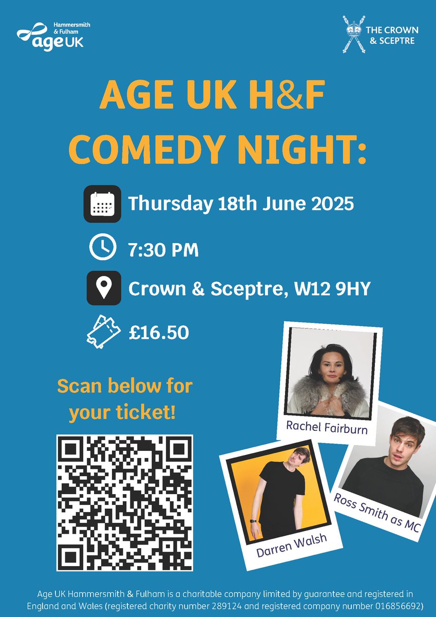 H&F Giving (was United in H&F) (@hfgiving) on Twitter photo Check out <a href="/AgeUKHF/">Age UK Hammersmith & Fulham</a>'s upcoming comedy night! Get your tickets below #comedy #hammersmithandfulham Check out <a href="/AgeUKHF/">Age UK Hammersmith & Fulham</a>'s upcoming comedy night! Get your tickets below #comedy #hammersmithandfulham