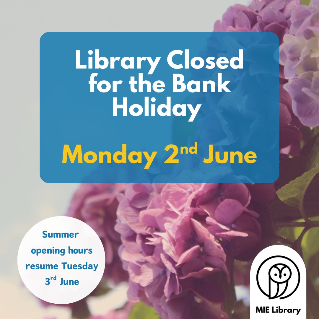 The Library will be closed this coming Bank Holiday Monday 2nd June.

Summer opening hours resume Tuesday 3rd June.