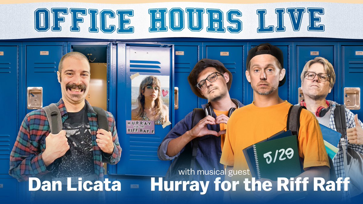 Office Hours Live with Tim Heidecker (@officehrslive) on Twitter photo Class is in session! Tune in LIVE tomorrow Thursday 5/29 at 10am PT (1pm ET) for Comedy 101 with our special guest who's "For The Boys" <a href="/danlicatasucks/">Dan Licata</a>, and get schooled by the musical talents of Hurray for the Riff Raff (<a href="/HFTRR/">hurray for the riff raff</a>) - youtube.com/live/OCVwTQs58ā¦
Art by Sam Hopko Class is in session! Tune in LIVE tomorrow Thursday 5/29 at 10am PT (1pm ET) for Comedy 101 with our special guest who's "For The Boys" <a href="/danlicatasucks/">Dan Licata</a>, and get schooled by the musical talents of Hurray for the Riff Raff (<a href="/HFTRR/">hurray for the riff raff</a>) - youtube.com/live/OCVwTQs58ā¦
Art by Sam Hopko