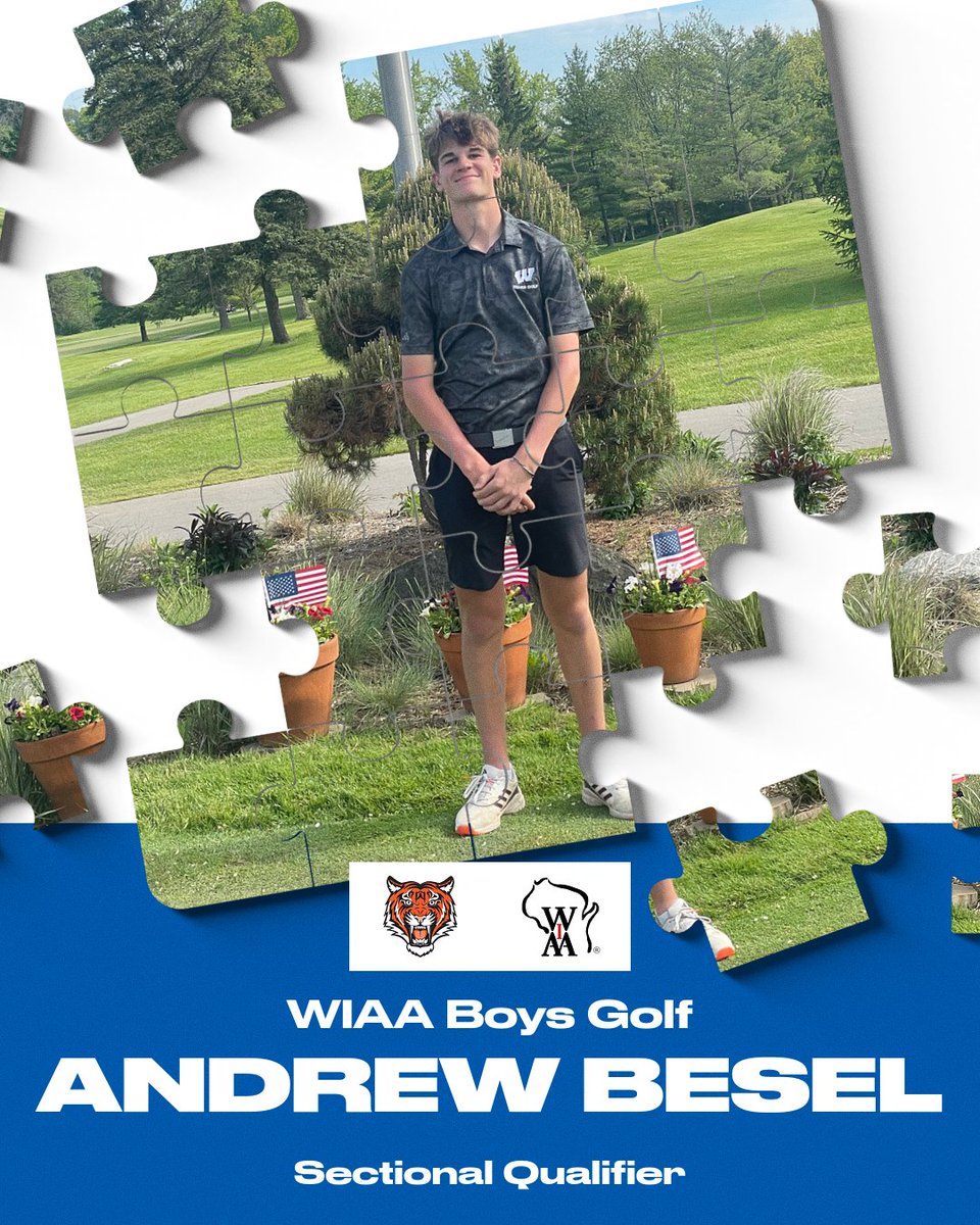 Congratulations to Andrew Besel on qualifying for the WIAA Sectional Tournament in Boys Golf.
Your dedication and hard work are truly commendable. Best of luck as you advance to sectionals!
Go Tigers! 🐯⛳