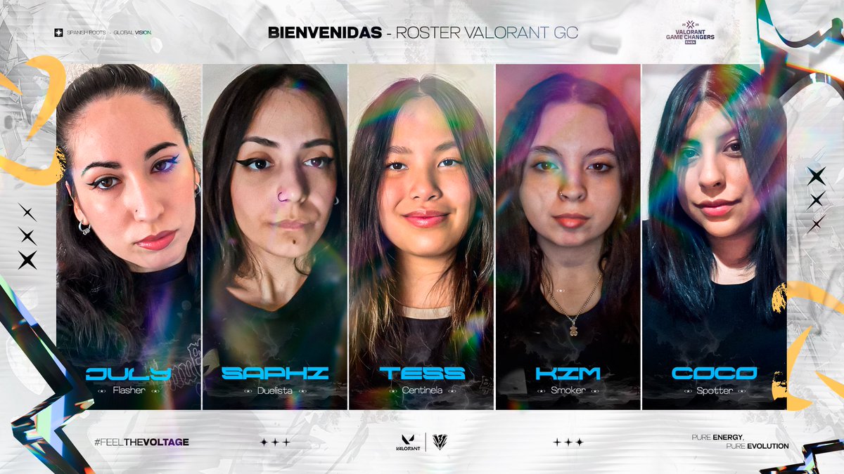 No son cinco jugadoras.
Son cinco fuerzas de la naturaleza. 🌪️⚡
El mapa tiembla, el lobby se silencia…
y Voltage GC entra en escena.

<a href="/teresaschzr/">Tess</a> ▸ Centinela
<a href="/cocoloco1810/">Coco</a> ▸ Spotter
<a href="/julycame/">July</a> ▸ Flasher
<a href="/siporxsitx/">saphi 🌹</a> ▸ Duelista
<a href="/kiimberarias/">Kimmy🤍</a> ▸ Smoker &amp; IGL

Que empiece la