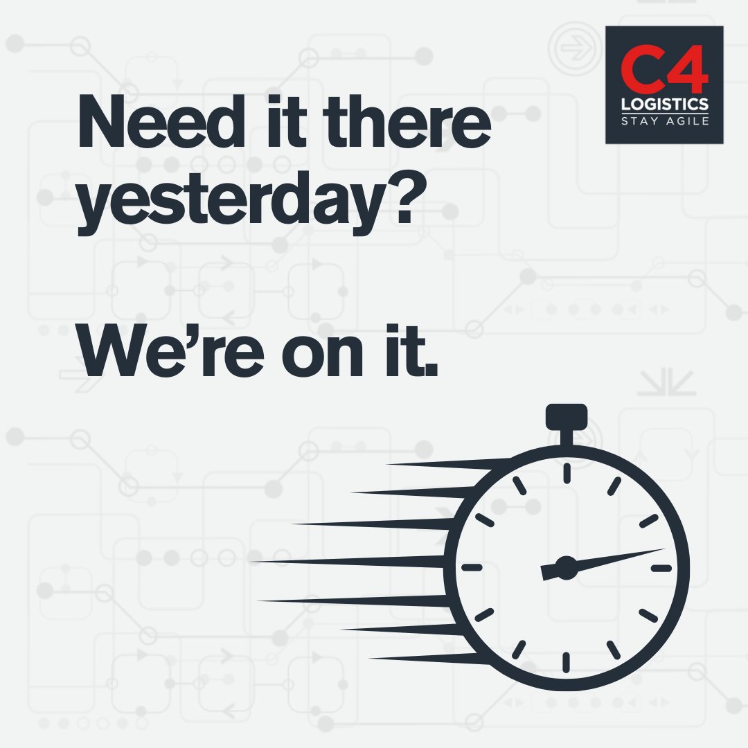 When time’s not on your side, C4 Logistics is.

🚛 Dedicated vehicles
🕒 Pickup within 2 hours, anywhere in Europe
📍 Live tracking from A to B

Fast. Reliable. No excuses.

📲 Need a quote or some advice? Get in touch — we’ll sort the rest.

#TimeCritical #ExpressTransport