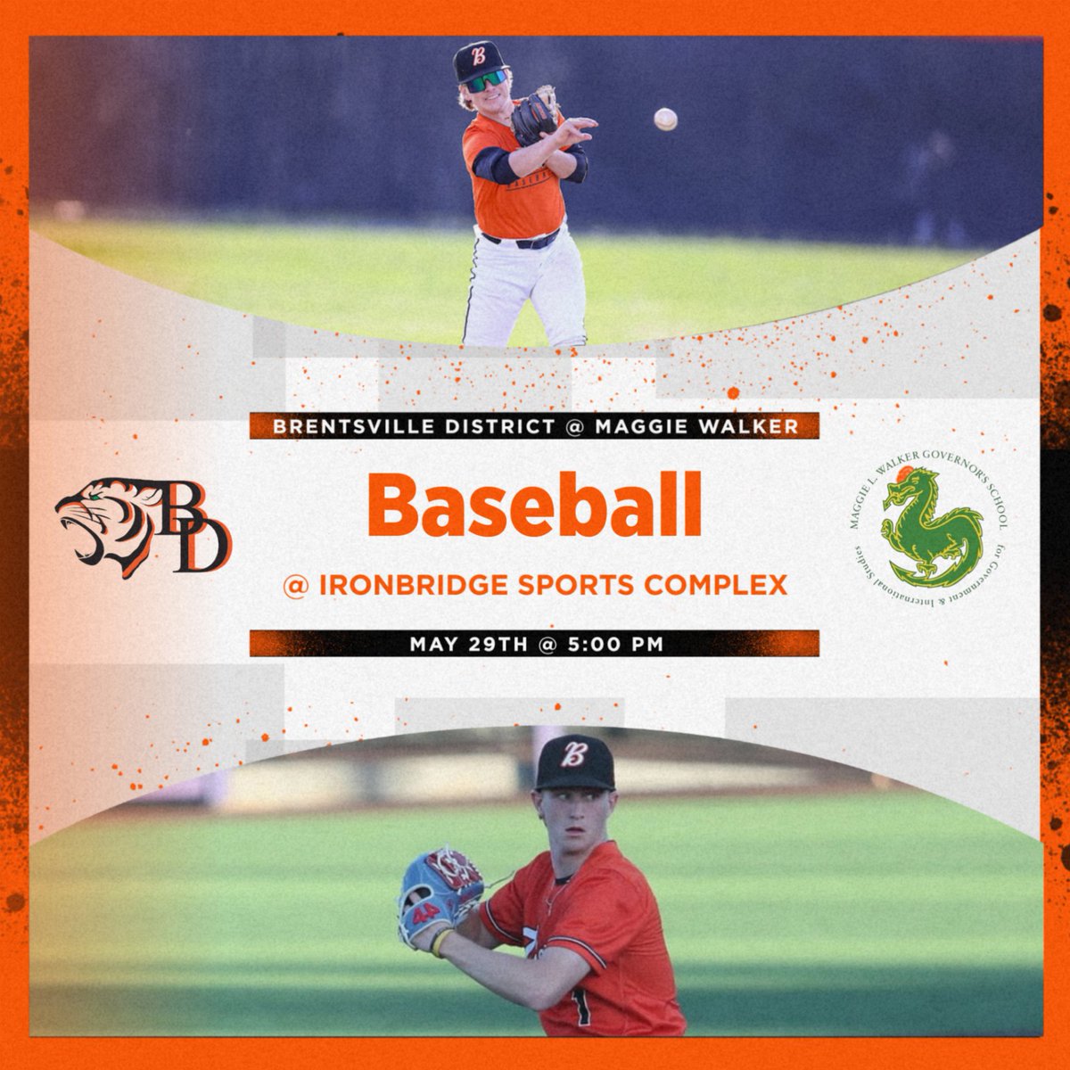 Baseball has been rescheduled to 5/29 at Ironbridge Sports Complex in Chester, VA. 5:00 PM Start. Tickets are available at events.ticketspicket.com/agency/bc0b115…