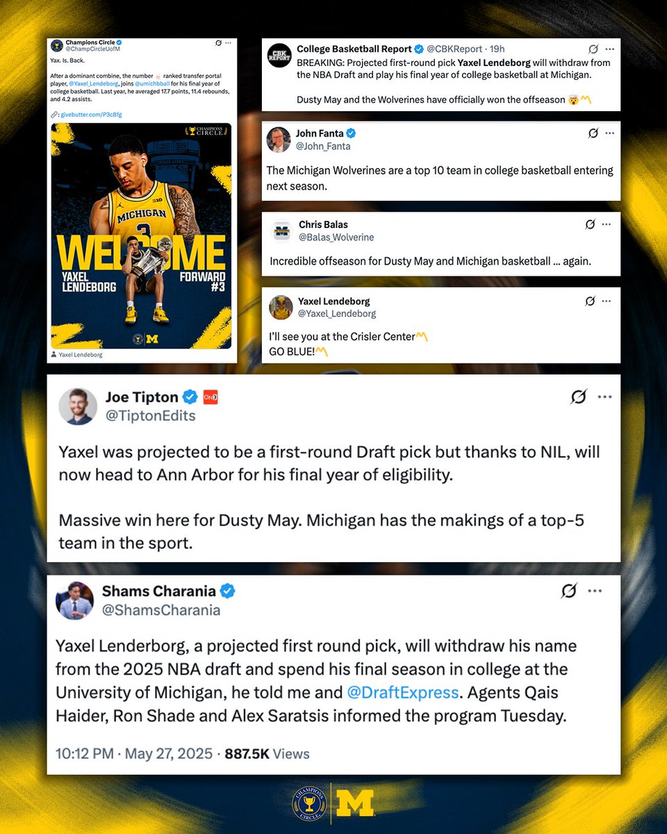 Champions Circle (@champcircleuofm) on Twitter photo .<a href="/umichbball/">Michigan Men's Basketball</a> had the college basketball world BUZZING yesterday 〽️
We Are All In for Coach May. Are You?
March with May: givebutter.com/P3cBfg .<a href="/umichbball/">Michigan Men's Basketball</a> had the college basketball world BUZZING yesterday 〽️
We Are All In for Coach May. Are You?
March with May: givebutter.com/P3cBfg