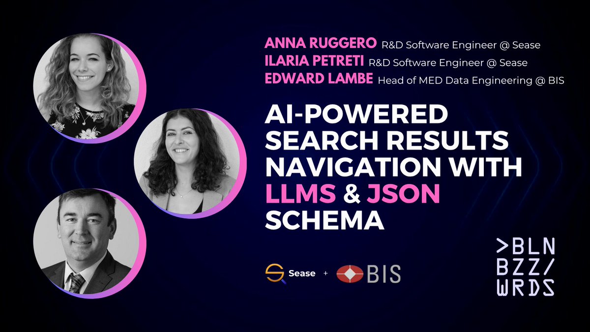 Sease (@seaseltd) on Twitter photo Donโt miss the first of our talks at #BerlinBuzzwords! ๐ค
Anna Ruggero, Ilaria Petreti & Edward Lambe explore AI-Powered Search Results Navigation with LLMs & JSON Schema.
๐ June 16, 11:10 AM โ Maschinenhaus
#Bbuzz #bbuzz2025 Donโt miss the first of our talks at #BerlinBuzzwords! ๐ค
Anna Ruggero, Ilaria Petreti & Edward Lambe explore AI-Powered Search Results Navigation with LLMs & JSON Schema.
๐ June 16, 11:10 AM โ Maschinenhaus
#Bbuzz #bbuzz2025