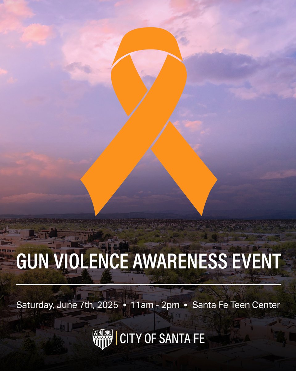 🧡 Join us for Santa Fe’s Gun Violence Awareness Event
📅 Sat, June 7 | 🕚 11AM–2PM
📍 SF Teen Center
Proclamation, survivor stories, free lunch &amp; community activities.
Wear orange! 🧡
#SantaFe