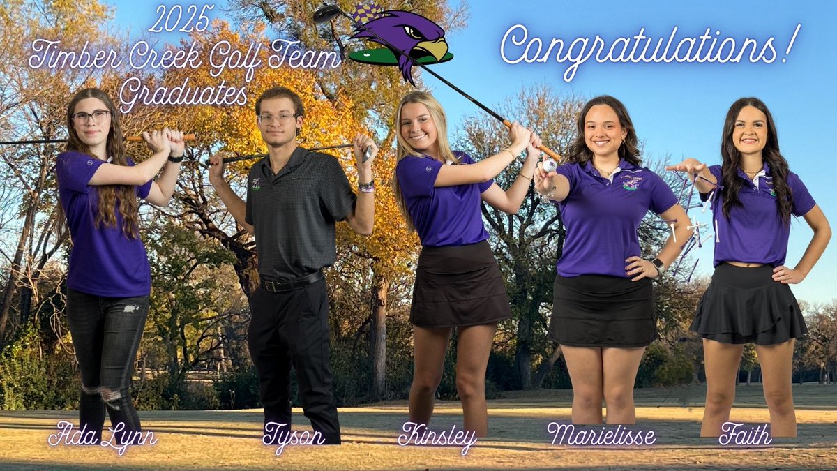 Congratulations to our 2025 Graduating Timber Creek Falcon Golfers!  We are proud of you and your accomplishments.  <a href="/KISDAthletics/">Keller ISD Athletics</a> <a href="/TCHS_Booster/">TCHS ABC</a> <a href="/TCHS_WAthletics/">TC Women’s Athletics</a> <a href="/TimberCreek_HS/">Timber Creek High School</a>
