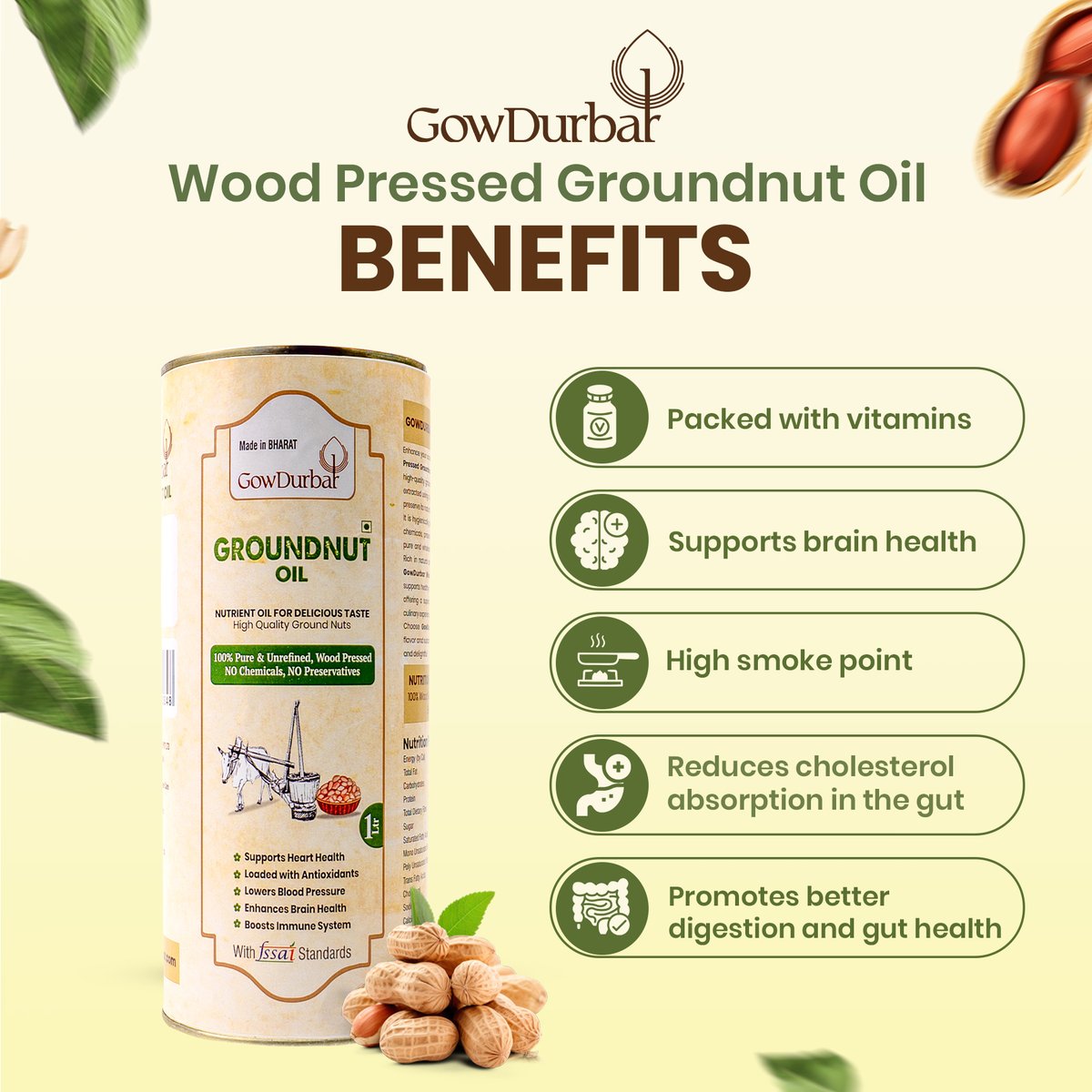 Gowdurbar_'s tweet photo. Naturally extracted, Nutritionally rich — choose GowDurbar Woodpress Groundnut Oil for a healthier lifestyle.

#GroundnutOil #HealthyLiving #SustainableEating #NaturalCookingOil #PureOilMatters #HealthyFats #PlantBasedCooking #RealIngredients #HomeCooking #EatClean https://t.co/zE96pRBB6t