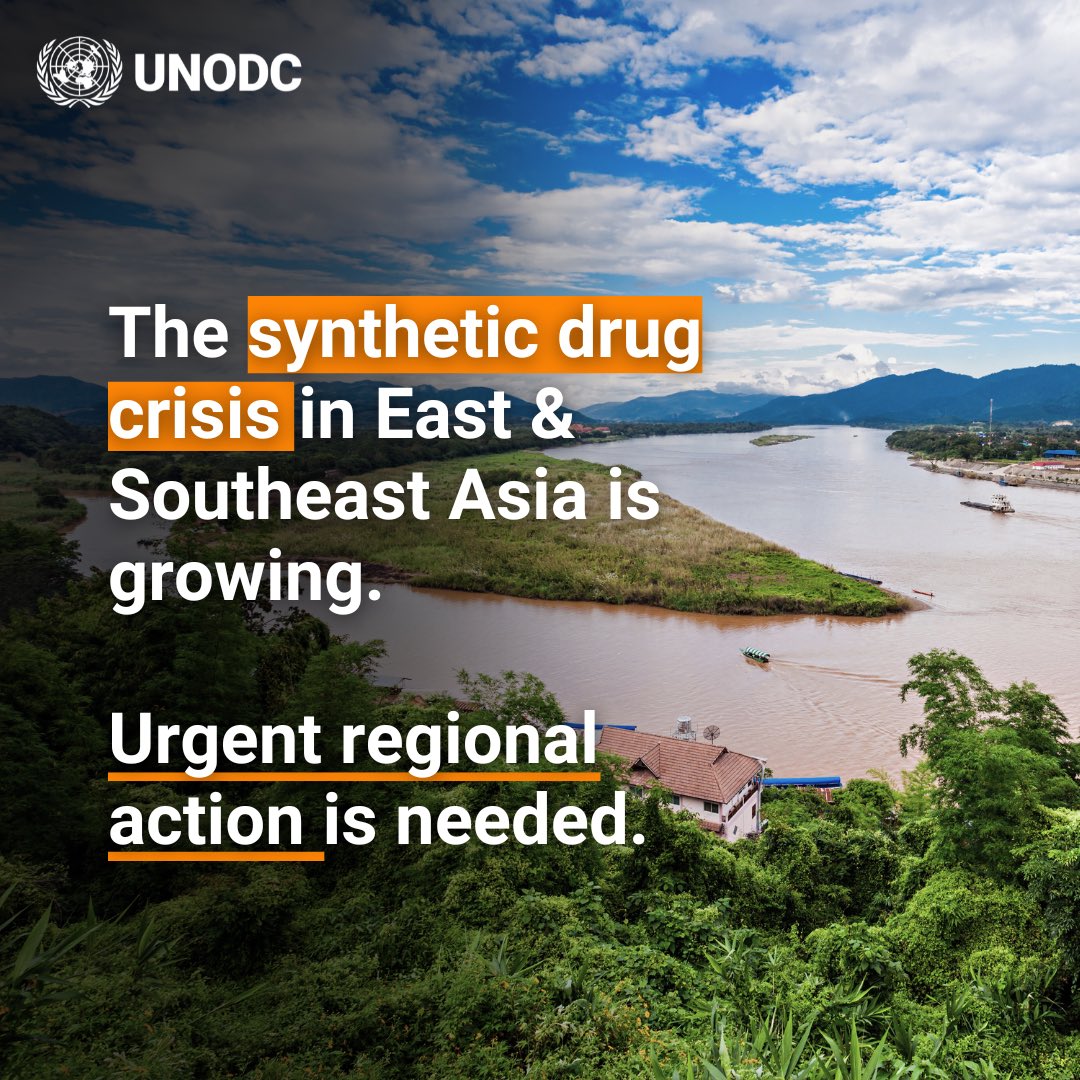 Over 236 tons of meth were seized in Southeast Asia in 2024.

Criminal networks are becoming more agile, using unregulated chemicals &amp; new tech to outpace the law.

We urgently need stronger enforcement, tighter controls &amp; investment in border capacity.

unodc.org/roseap/uploads…