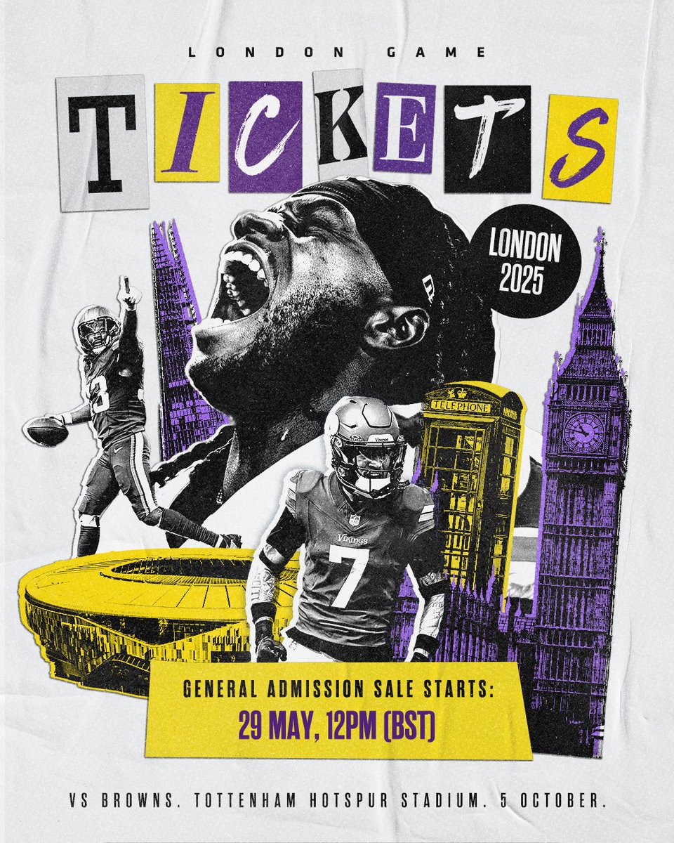 🚨 Calling all UK Vikes wanting to watch us play in London!

The general admissions sale for tickets is available tomorrow from 12PM (BST).

For more information visit: nfl.com/news/nfl-europ…