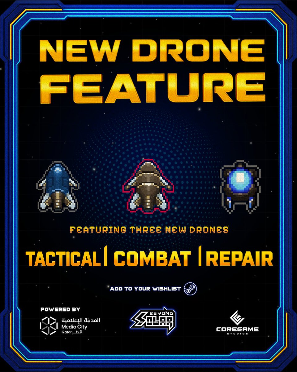 🚀Get a first look at our latest feature: combat, repair, and tactical drones are ready for action! We can’t wait to see how you use them!

 ألقِ نظرة أولى على أحدث ميزة: طائرات قتالية، وإصلاح، وتكتيكية جاهزة للعمل! لا يسعنا الانتظار لرؤية كيف ستستخدمها