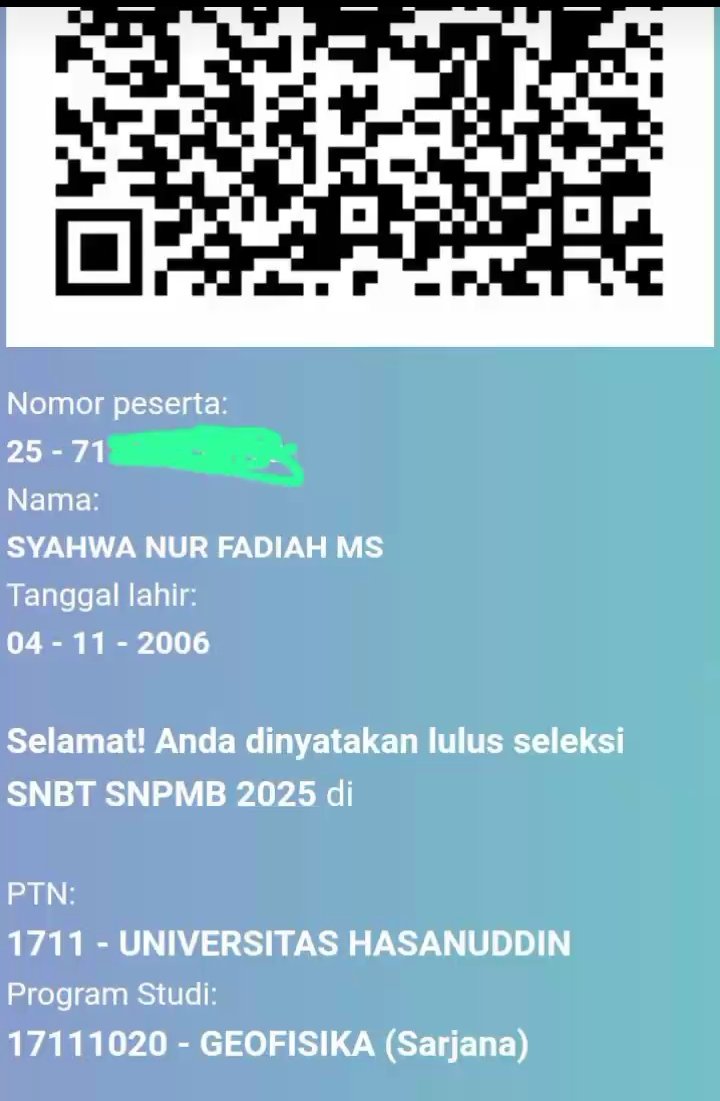 prettwaq's tweet image. Alhamdulillah..yeppie yeiyy akhirnya setelah kemarin di dzolimi sama snbp&amp;amp;lbi skrng ini balasannya  &quot; SELAMAT ANDA DI NYATAKAN LULUS &quot;🔥
#pengumumansnbt
#utbksnbt2025 #snbt2025