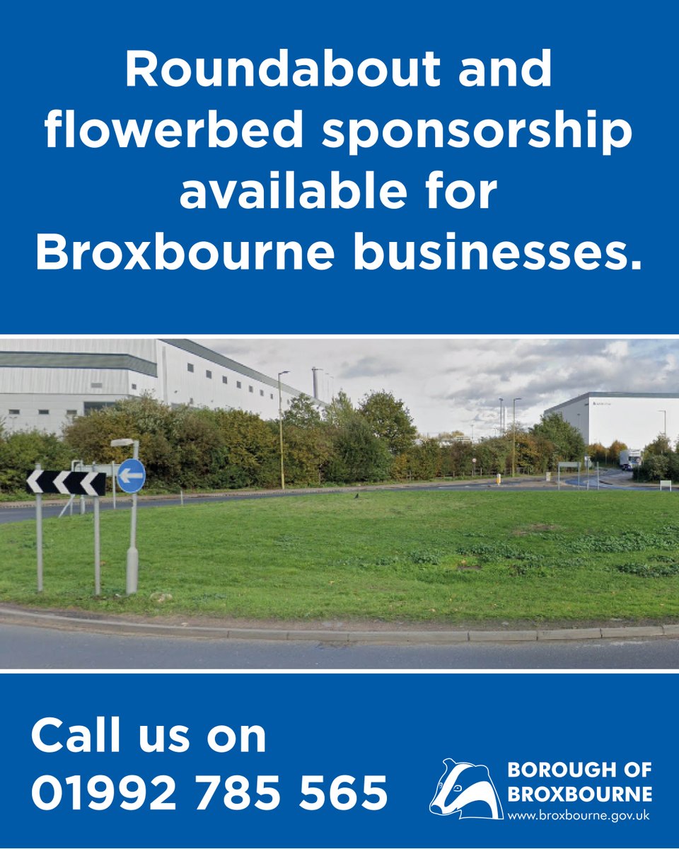 We have roundabout and flowerbed sponsorship available for Broxbourne-based businesses 📢

Please call our Economic Development team on 01992 785 565 to learn more 📞