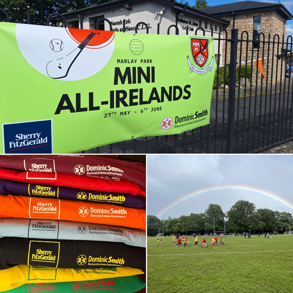 Cumann Naomh Eoin Baile an tSaoir (@gaabsj) on Twitter photo Hurling & Camogie action took over Marlay Pk as annual Mini-All-Irelands got underway. 1,400 sign-ups across two weeks it's a hive of activity. The damp weather didn't stop the fun & the girls even had a double rainbow on Monday.
Míle buíochas <a href="/Sherry_Fitz/">Sherry FitzGerald</a> & <a href="/DominicSmith06/">Dominic Smith Expert</a> 👏 Hurling & Camogie action took over Marlay Pk as annual Mini-All-Irelands got underway. 1,400 sign-ups across two weeks it's a hive of activity. The damp weather didn't stop the fun & the girls even had a double rainbow on Monday.
Míle buíochas <a href="/Sherry_Fitz/">Sherry FitzGerald</a> & <a href="/DominicSmith06/">Dominic Smith Expert</a> 👏