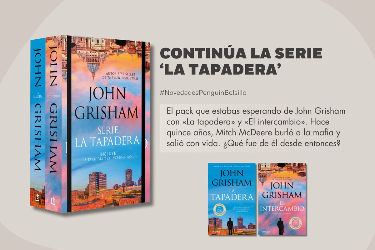 Penguin Bolsillo 🐧 📚 #PenguinBolsillo (@penguinbolsillo) on Twitter photo 📚Este mes llega a bolsillo la trepidante continuación de «La tapadera», uno de los libros más míticos y exitosos de <a href="/JohnGrisham/">John Grisham</a>. Podrás leer la serie entera con este exclusivo pack💗💙
🔗bit.ly/42XBNBj
#NovedadesPenguinBolsillo 📚Este mes llega a bolsillo la trepidante continuación de «La tapadera», uno de los libros más míticos y exitosos de <a href="/JohnGrisham/">John Grisham</a>. Podrás leer la serie entera con este exclusivo pack💗💙
🔗bit.ly/42XBNBj
#NovedadesPenguinBolsillo