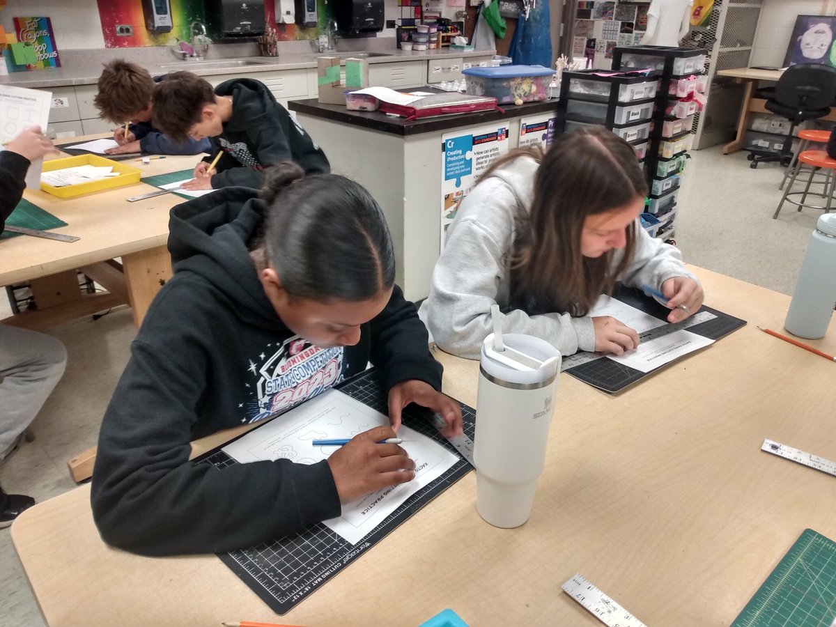 Exacto Knife safety and practice day in 6th grade Art in order to be ready to make our 3D Paper Chairs! <a href="/D13Warriors/">Westfield School</a> #ilbsd13