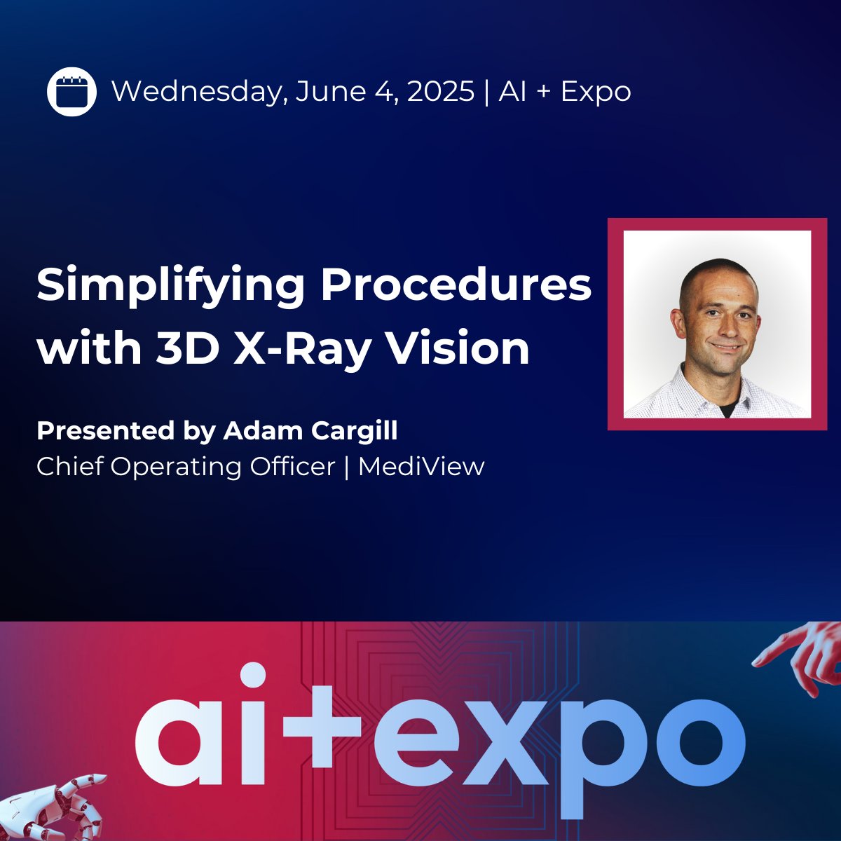 We're pleased to be exhibiting and presenting an exclusive demonstration at the AI+ Expo next week.

Our team will be speaking on how MediView is developing a new standard of visualization with #mixedreality. If you can't make the demo, stop by booth 528 to learn more!

<a href="/scsp_ai/">Special Competitive Studies Project</a>