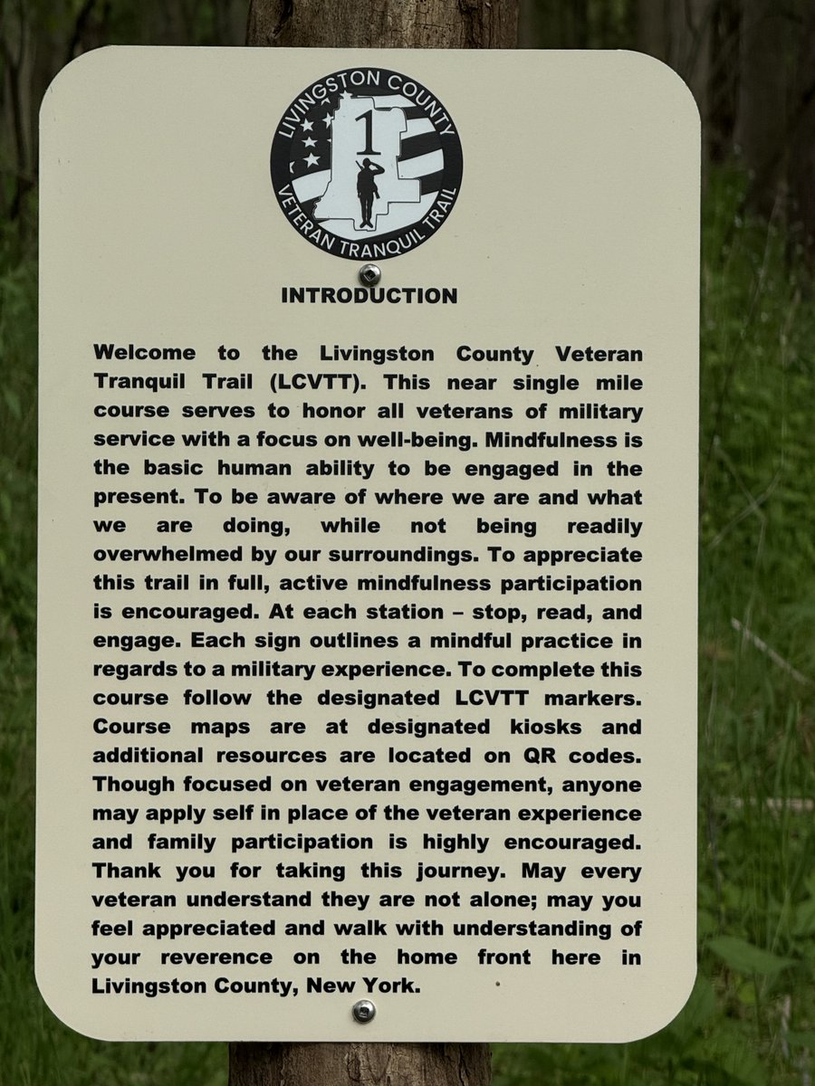 LivingstonCoNY's tweet photo. ICYMI: The #LivCo Veteran Tranquil Trail was officially unveiled during a ribbon cutting ceremony yesterday at Al Lorenz Park in Mt. Morris. Several veterans and their families attended along with former Livingston County Administrator Ian M. Coyle to whom the trail is dedicated. https://t.co/SvGKP5JObE