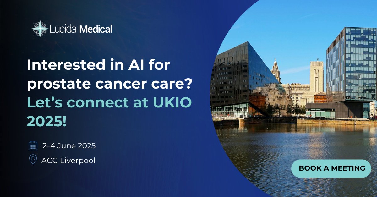 LucidaMedical's tweet image. We’re heading to #UKIO2025 in Liverpool, 2–4 June!

Want to talk AI, imaging, or prostate cancer care?
Book a meeting with our CEO, Dr Antony Rix:
 outlook.office.com/book/UKIO2025@…