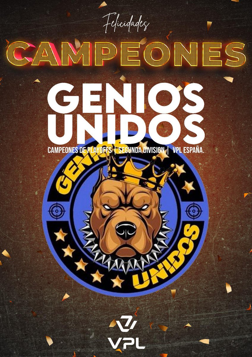 VPL Spain (@vplspain) on Twitter photo 🚀 ¡ASCENSO CONSEGUIDO! 🚀
<a href="/AridanyD/">Genios Unidos</a> se lleva el Playoff de Ascenso y jugará la próxima temporada en la VPL-Elite 🔝🔥
¡Enhorabuena por este gran logro! Ahora empieza un nuevo desafío 💪 🚀 ¡ASCENSO CONSEGUIDO! 🚀
<a href="/AridanyD/">Genios Unidos</a> se lleva el Playoff de Ascenso y jugará la próxima temporada en la VPL-Elite 🔝🔥
¡Enhorabuena por este gran logro! Ahora empieza un nuevo desafío 💪