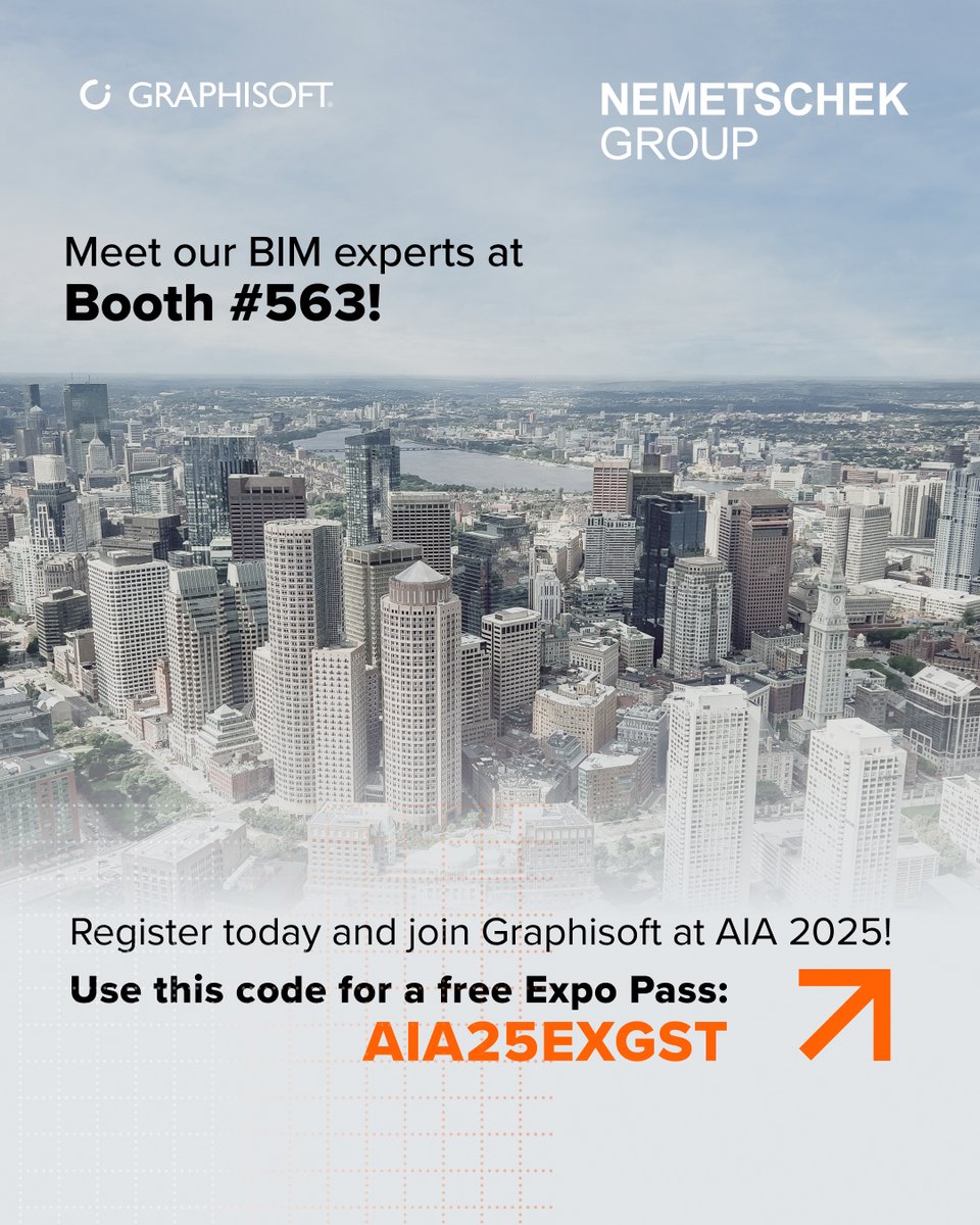GRAPHISOFT's tweet photo. Discover Archicad's new features, explore AI-powered design support, and grab coffee with our BIM experts at #AIA25!
🔗 Register today and meet us at Booth #563!
https://t.co/mLJYs46mes
@AIANational
@nemetschekgroup
#Graphisoft #Archicad29 #DesignIntelligence #BIM https://t.co/m3QFf2kvyX