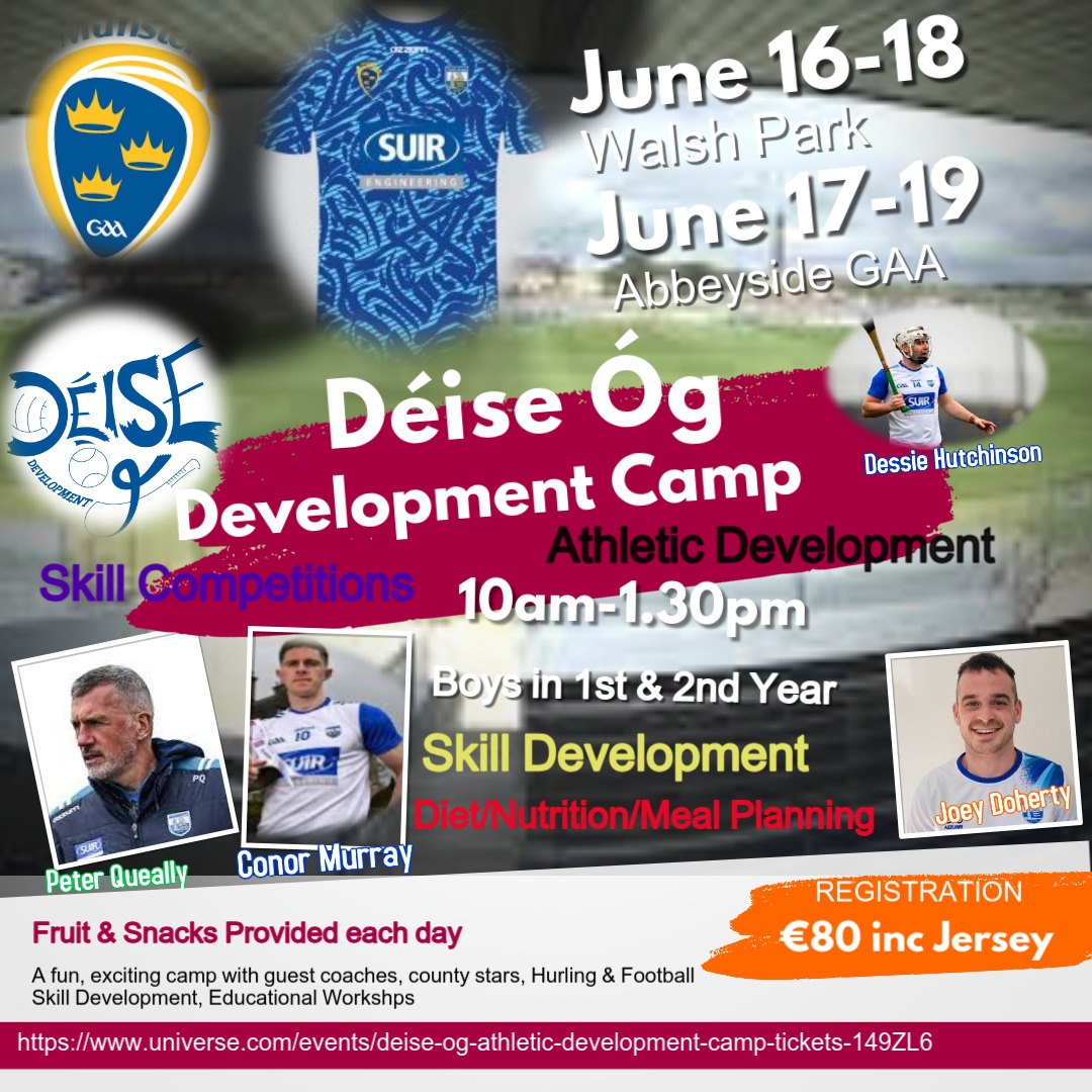 Déise Óg Waterford (@waterfordgaacg) on Twitter photo #DèiseÒg DEVELOPMENT CAMP COMING NEXT MONTH! ⚪️🔵👇
We are delighted to launch our #DéiseÓg Development Camps for 1st & 2nd Years in June, Venues: Walsh Park & <a href="/AbbeycourtyGAA1/">Abbeyside Ballinacourty GAA</a>, <a href="/WaterfordGAA/">Waterford GAA</a> <a href="/EastDeiseGAA/">East Waterford GAA</a> <a href="/west_waterford/">Waterford GAA West</a> <a href="/DeiseUnderage/">Bord na nÓg Port Lairge</a> <a href="/Watppgaa/">Post Primary GAA</a> <a href="/wlrfm/">WLR</a> <a href="/WhelanGavin/">Gavin Whelan</a> <a href="/darrybunne/">Barry Dunne</a> #DèiseÒg DEVELOPMENT CAMP COMING NEXT MONTH! ⚪️🔵👇
We are delighted to launch our #DéiseÓg Development Camps for 1st & 2nd Years in June, Venues: Walsh Park & <a href="/AbbeycourtyGAA1/">Abbeyside Ballinacourty GAA</a>, <a href="/WaterfordGAA/">Waterford GAA</a> <a href="/EastDeiseGAA/">East Waterford GAA</a> <a href="/west_waterford/">Waterford GAA West</a> <a href="/DeiseUnderage/">Bord na nÓg Port Lairge</a> <a href="/Watppgaa/">Post Primary GAA</a> <a href="/wlrfm/">WLR</a> <a href="/WhelanGavin/">Gavin Whelan</a> <a href="/darrybunne/">Barry Dunne</a>