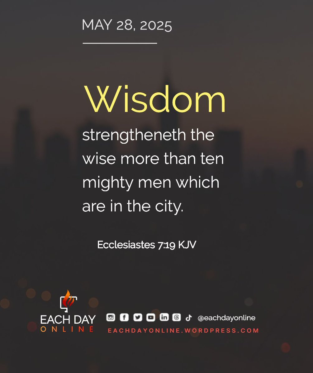 EACHDAYONLINE's tweet photo. Wisdom is the principal thing; Therefore get wisdom. And in all your getting, get understanding.
Proverbs 4:7 NKJV
#EachDayOnline #bibleverses #dailybibleverses #wordinseason #wordonthego #wordforttoday #qftd #MinimalDevotion #FaithInAction #WisdomWednesday #Wisdom https://t.co/LDciFUqQa8