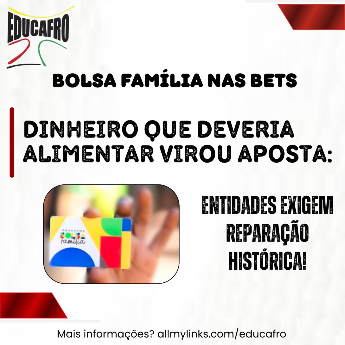EDUCAFRO Brasil e outras entidades seguem na luta por dignidade, justiça e respeito ao povo brasileiro!

Clique aqui e acompanhe as matérias sobre o caso: docs.google.com/document/d/1Pw…

Mais oportunidades?
allmylinks.com/educafro