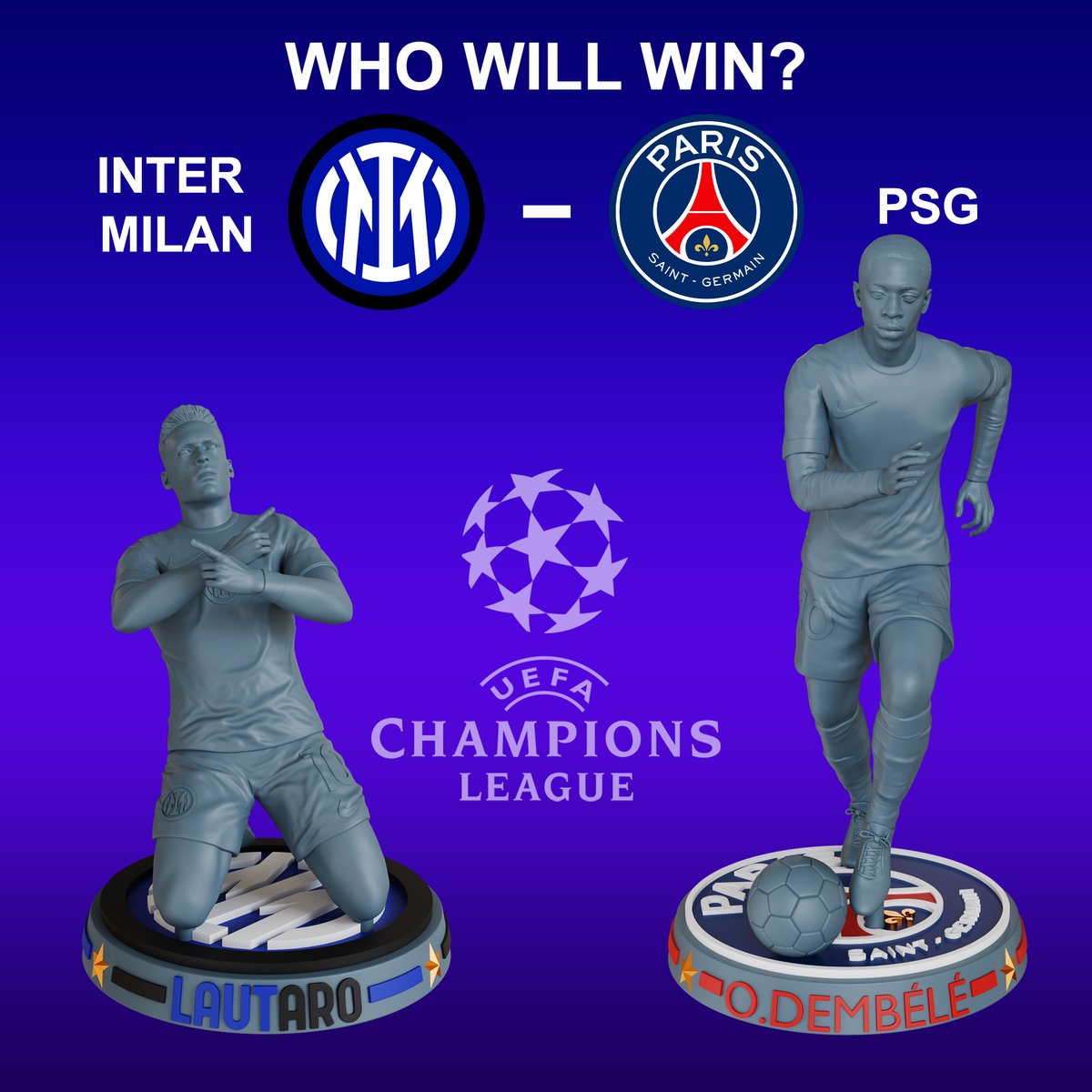 normalman3D's tweet image. 3D printable models of Lautaro Martínez (Inter Milan) and Ousmane Dembélé (PSG) – Perfect for fans, collectors, and football lovers! 🖨️🎨

Link download in bio

#ChampionsLeague #UCLfinal #InterMilan #PSG #LautaroMartinez #dembele #3Dprint #football