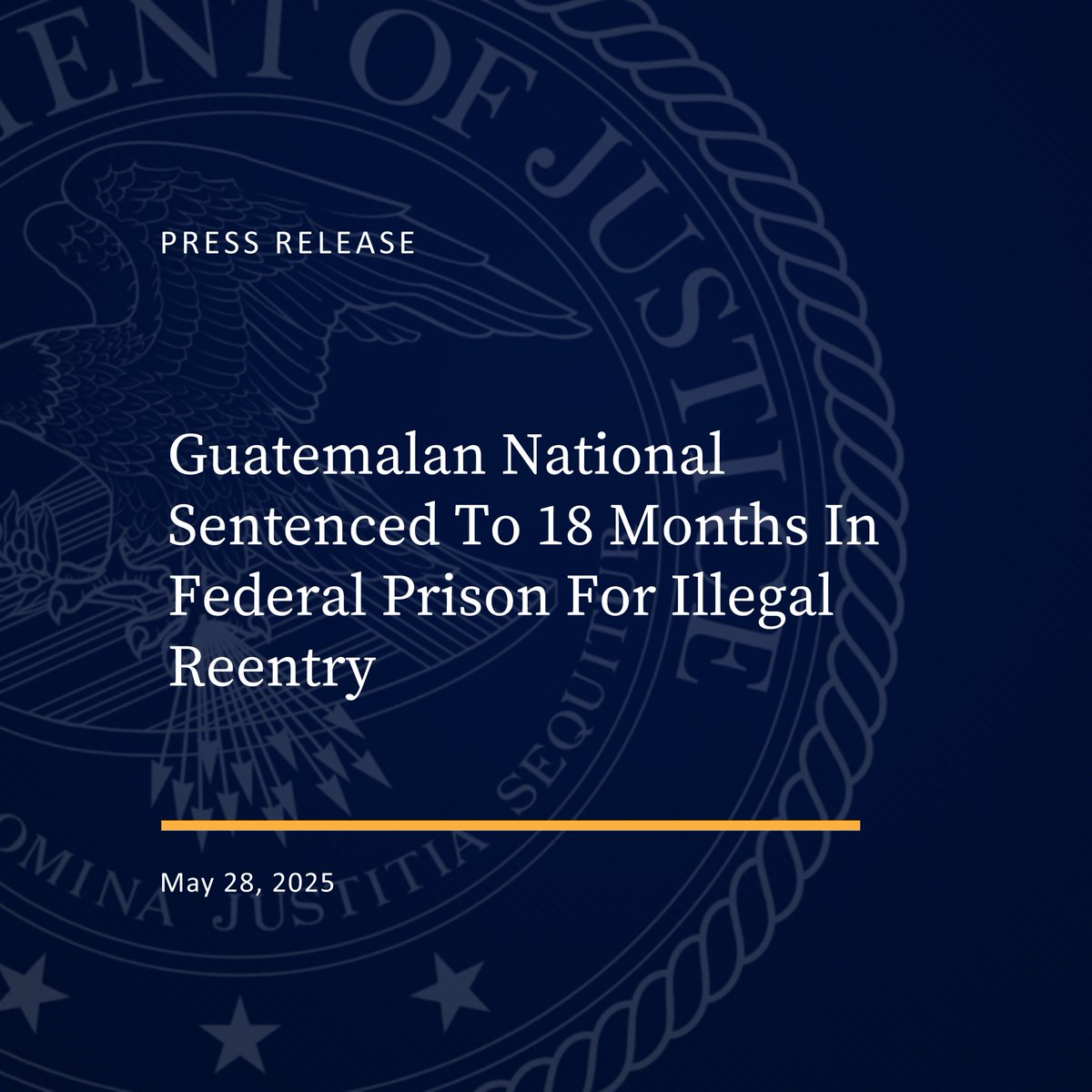 USAO Middle Florida (@usao_mdfl) on Twitter photo Guatemalan national sentenced to 18 months in federal prison for illegal reentry. <a href="/CBPFlorida/">CBP Florida</a>
justice.gov/usao-mdfl/pr/g… Guatemalan national sentenced to 18 months in federal prison for illegal reentry. <a href="/CBPFlorida/">CBP Florida</a>
justice.gov/usao-mdfl/pr/g…