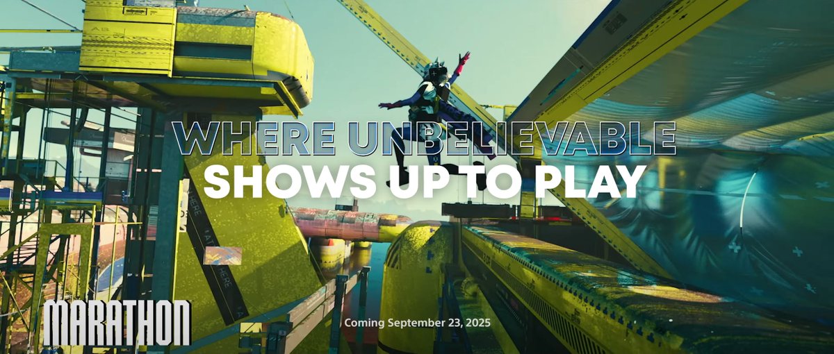 TauCetiGG's tweet image. PlayStation's new "Play The Unmissable" ad features Marathon, still targeting September 23 launch.