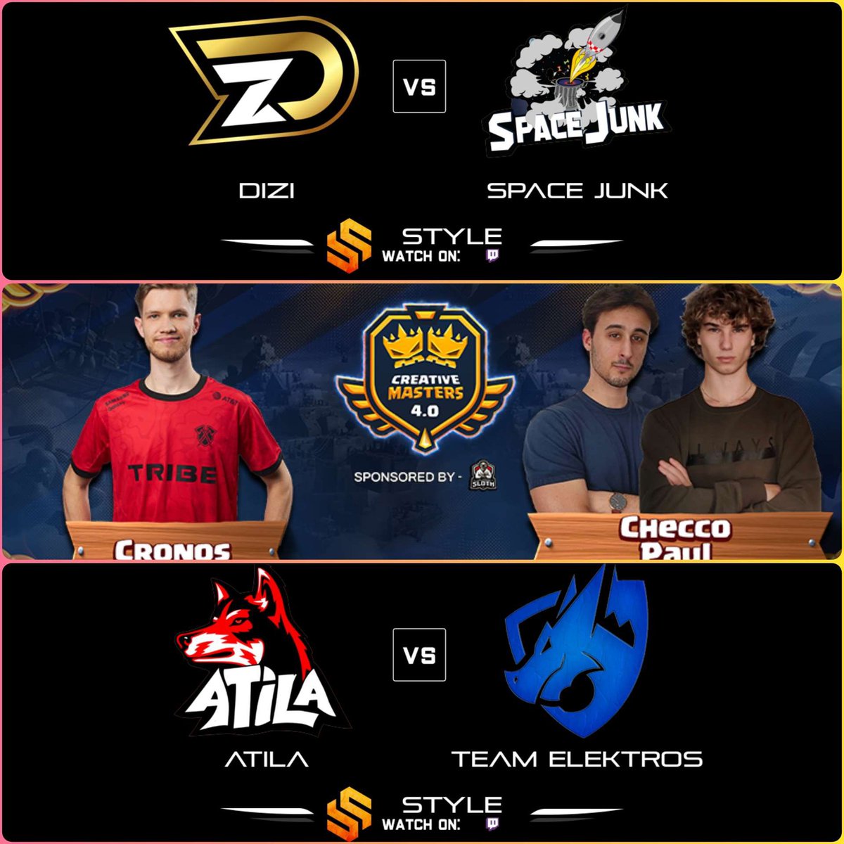 Style_coc's tweet photo. M I É R C O L E S ! 🥳

Se viene directazo! 😍

🏆 VTC - RO32 | CMS - Semifinal

✅ DIZI 🆚 Space Junk
✅ Cronos 🆚 Checco &amp; Paul
✅ Team Elektros 🆚 ATILA

19:45🇪🇸 14:45🇦🇷 11:45🇲🇽

🖥️ https://t.co/1tsBS7OeVq https://t.co/kJ6nJQxFGS
