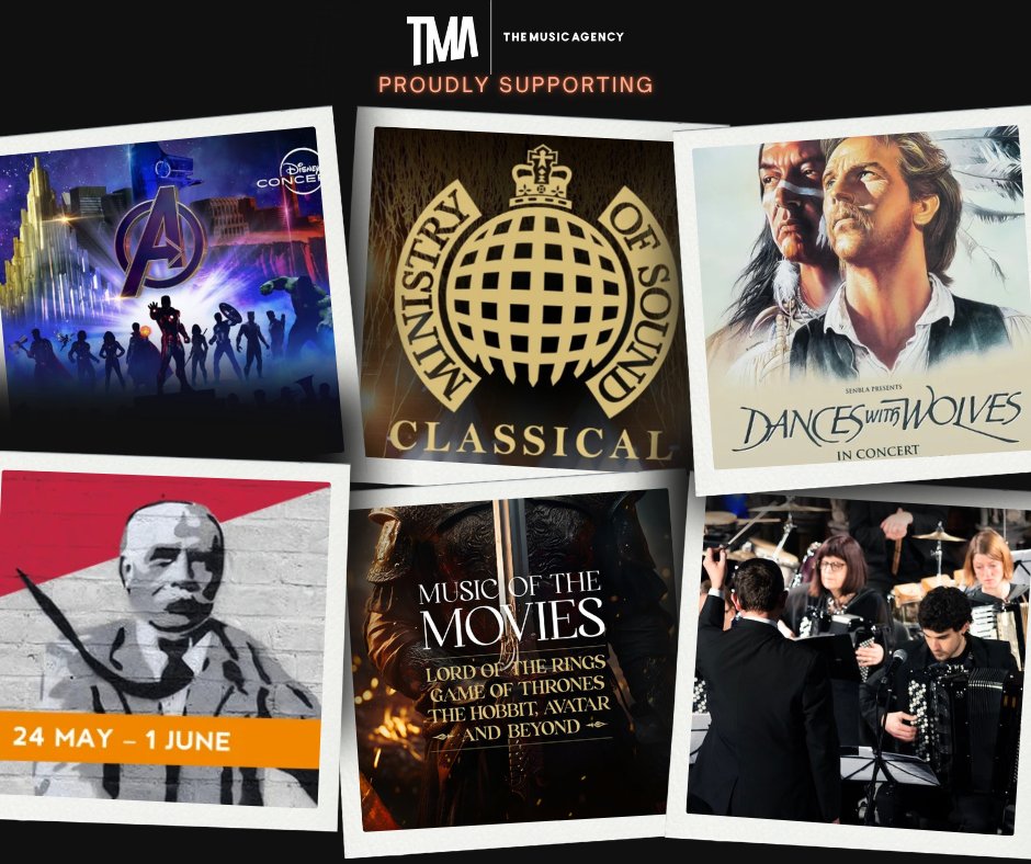 Within the next 2 weeks we're providing musicians and/or management services to an incredible set of performances including <a href="/ministryofsound/">Ministry of Sound</a> Classical, <a href="/EnglishSymphony/">English Symphony Orchestra</a>, <a href="/ElgarFestival/">The Elgar Festival</a>, <a href="/MarvelStudios/">Marvel Studios</a> Concert Experience UK Tour and 'Dances with Wolves' in Concert...to name a few!