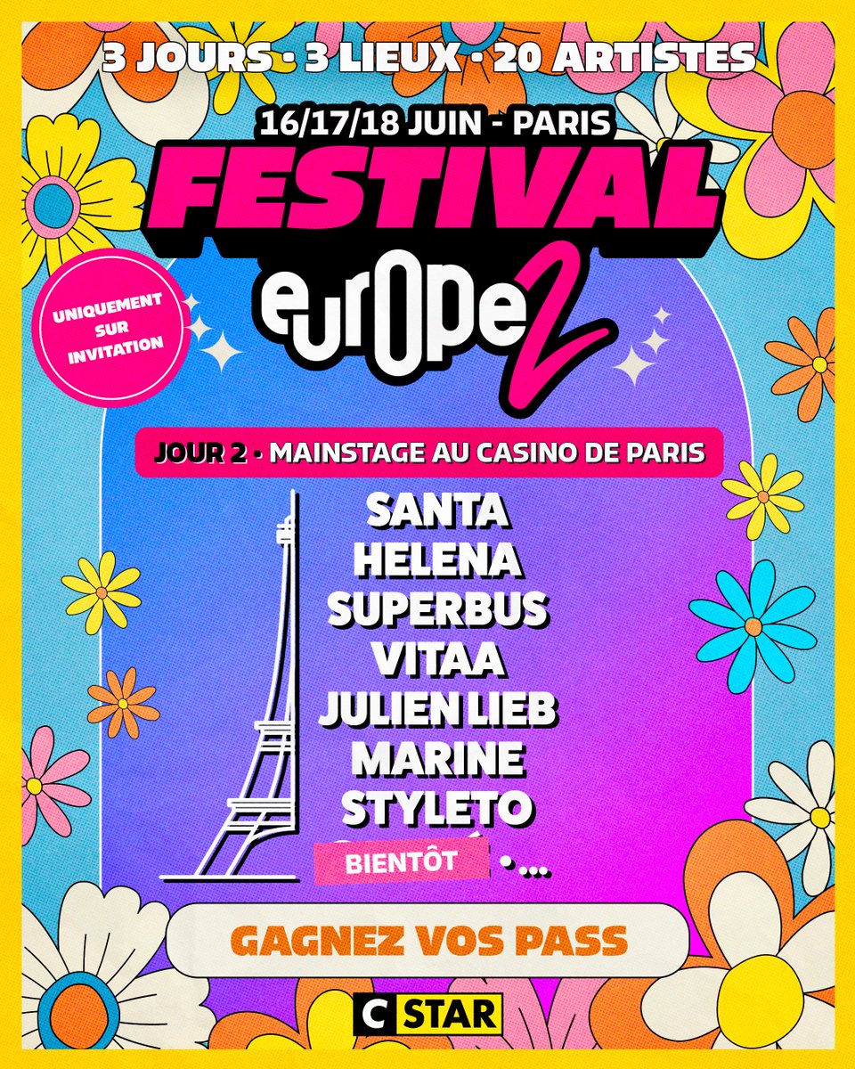 leCasinodeParis's tweet image. ❤️‍🔥 Le Festival Europe 2 débarque le 17 juin au Casino de Paris !

Pas de billetterie, uniquement des invitations à gagner sur Europe 2 !
Mais, pour vous, on a réussi à avoir 10x2 places assises, 10x2 debout à vous faire gagner.
