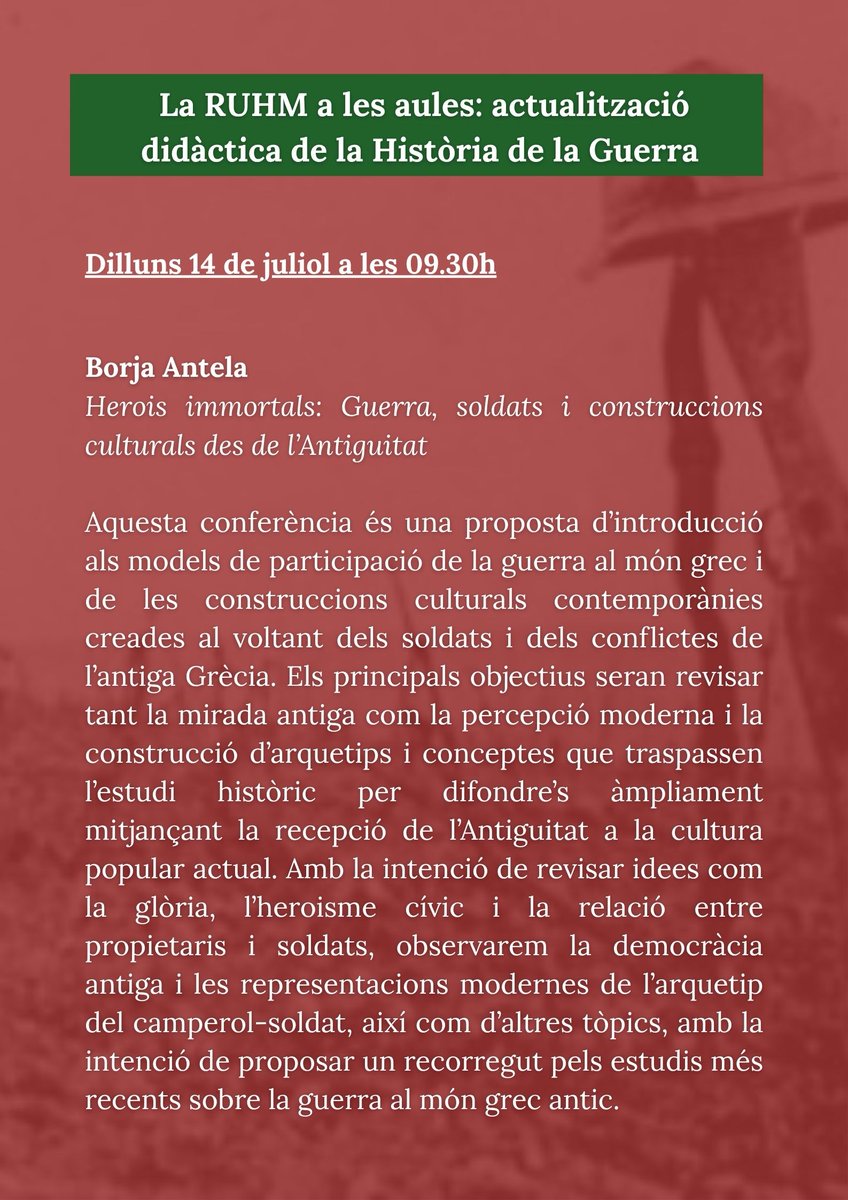 RUHM (@ruhm_online) on Twitter photo 📢 Aquí teniu una breu introducció del que serà la sessió de <a href="/BorjaAntela/">Borja Antela</a>, el primer ponent del curs 'La RUHM a les aules'.
Més info 👇 📢 Aquí teniu una breu introducció del que serà la sessió de <a href="/BorjaAntela/">Borja Antela</a>, el primer ponent del curs 'La RUHM a les aules'.
Més info 👇
