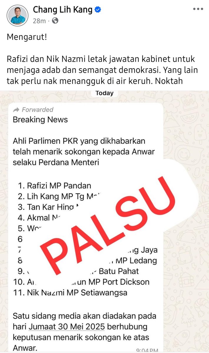 Palsu.. ini hanya usaha golongan terdesak sebarkan berita palsu.