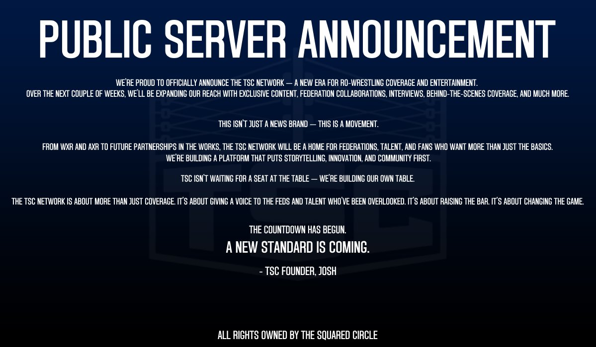 TheSC2025's tweet photo. 🚨 ANNOUNCEMENT: 

The TSC Network is here.

Partnered with WXR &amp; AXR — and this is just the beginning.

Exclusive content. Federation coverage. TSC+ access.
We’re not following the game.
We’re changing it.

#TSCNetwork #BeUndeniable #RoWrestling https://t.co/258S9W5AHZ