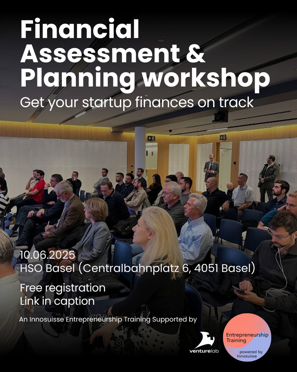 Venturelab (@venturelab_ch) on Twitter photo Are you building your startup and ready to take control of your finances?
Join our free <a href="/Innosuisse/">Innosuisse</a> Financial Assessment and Planning workshop at HSO Business School Switzerland in Basel, designed for startups that have moved beyond the idea stage, developed a prototype or MVP, Are you building your startup and ready to take control of your finances?
Join our free <a href="/Innosuisse/">Innosuisse</a> Financial Assessment and Planning workshop at HSO Business School Switzerland in Basel, designed for startups that have moved beyond the idea stage, developed a prototype or MVP,