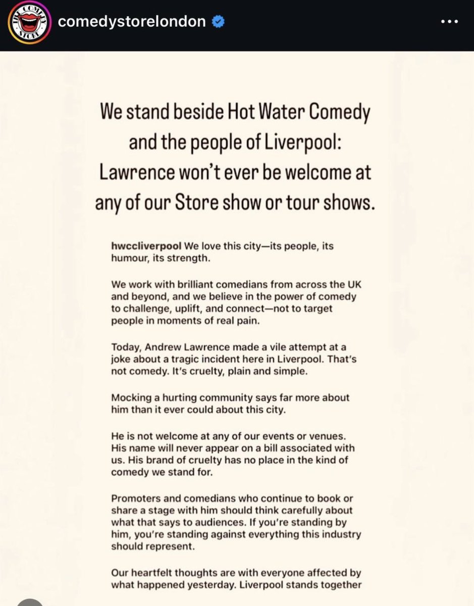 It was a joke. You can dislike it, find it reprehensible, disgusting, unfunny and morally abhorrent. But that’s all it was: a joke. 
Comedy is screwed when we do this to our colleagues.
