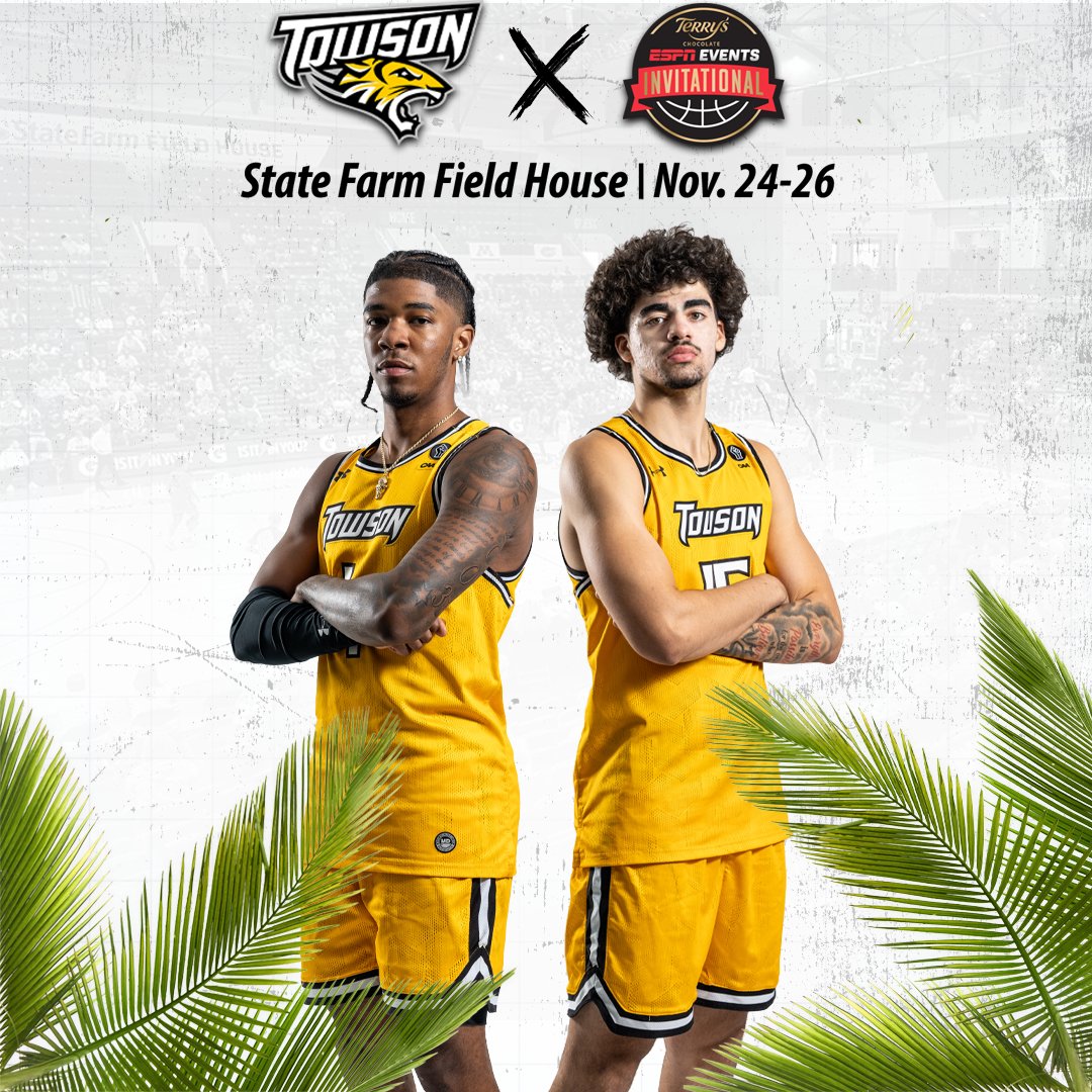 Towson Men's Basketball (@towson_mbb) on Twitter photo Heading to the Sunshine State!โ๏ธ
Weโre excited to compete in the Terryโs Chocolate <a href="/ESPNEventsInv/">Terry's Chocolate ESPN Events Invitational</a> at the ESPN Wide World of Sports Complex!
The Tigers are in the ADVENTURE BRACKET, which features Bradley, Liberty, Princeton, Rhode Island, Temple, UC San Diego and Vermont. Heading to the Sunshine State!โ๏ธ
Weโre excited to compete in the Terryโs Chocolate <a href="/ESPNEventsInv/">Terry's Chocolate ESPN Events Invitational</a> at the ESPN Wide World of Sports Complex!
The Tigers are in the ADVENTURE BRACKET, which features Bradley, Liberty, Princeton, Rhode Island, Temple, UC San Diego and Vermont.