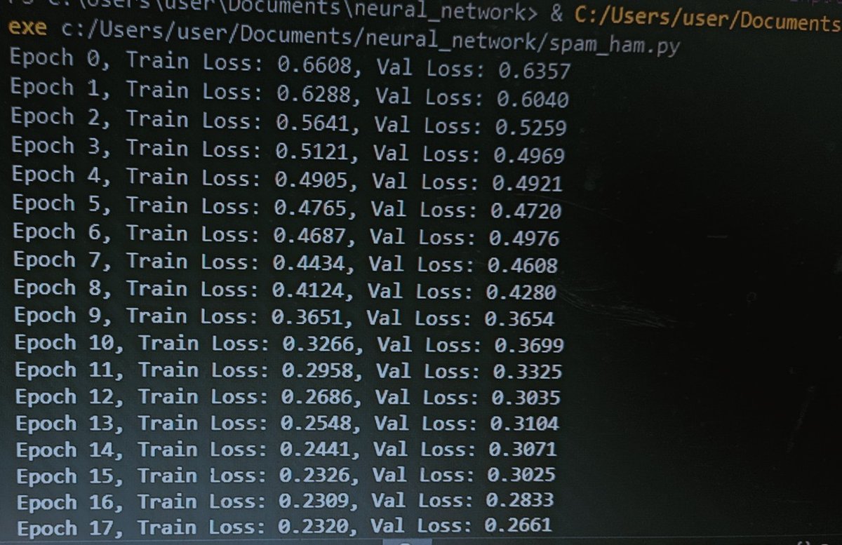 OpeyemiBolatit1's tweet image. Model is finally learning, not memorizing🙏🏿Would be moving to my input and output loop next.  #MachineLearning #AI #buildinpublic