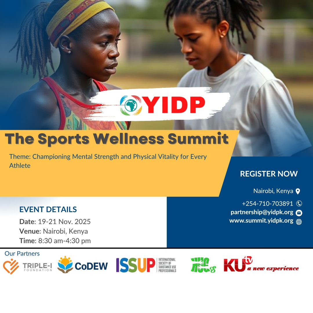 Join us Nov 19-21, 2025, in Nairobi, Kenya to explore solutions for pandemic preparedness, gender-based violence prevention, climate stress, and financial wellness in sports.
Let’s shape the future of sports together! 💪🏽
#SportsWellnessSummit2025 #AthleteResilience #MentalHealth
