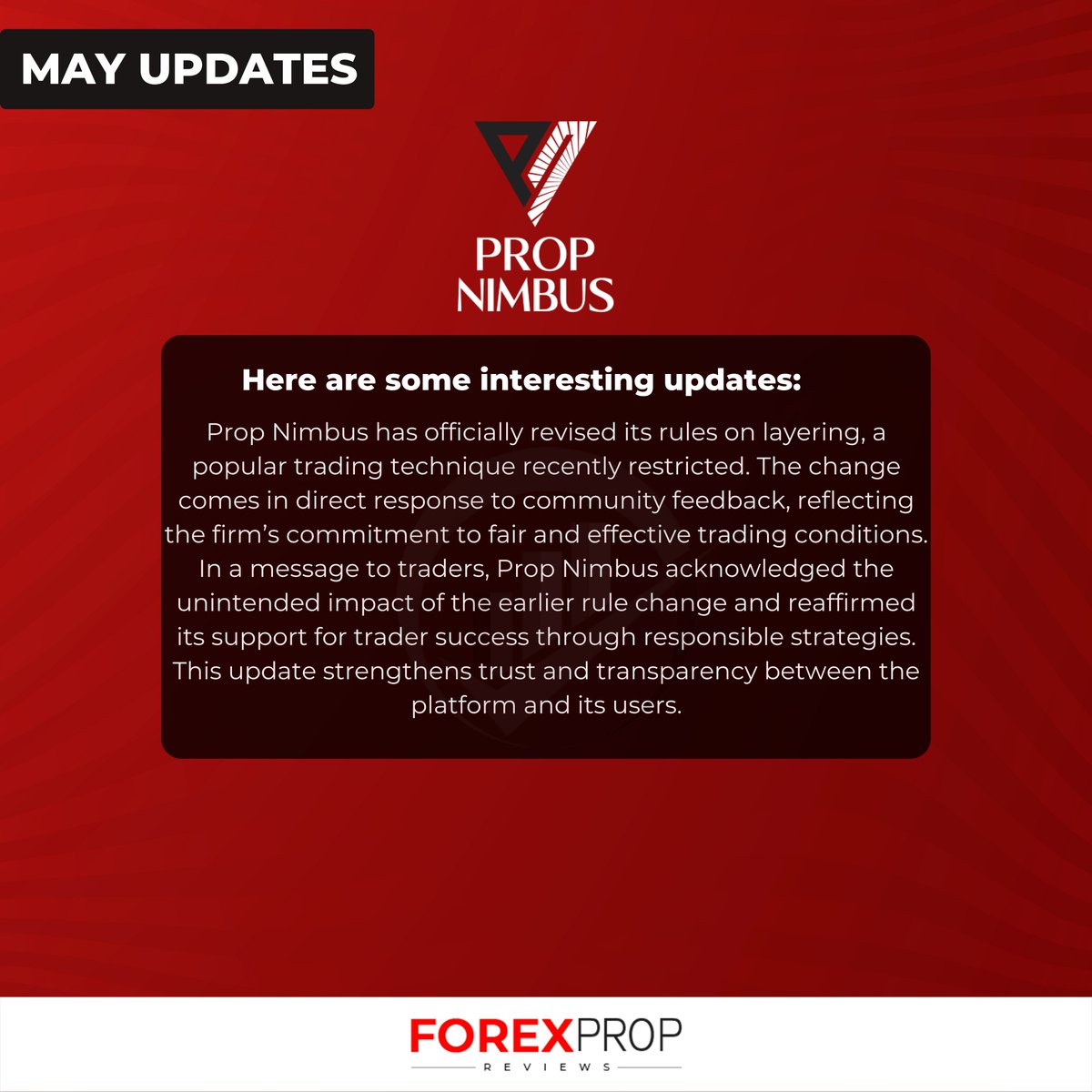 fxpropreviews's tweet image. 📢 Big News from Prop Nimbus!
They’ve officially revised their rules on layering — directly responding to trader feedback. ✅
More flexibility, smarter strategies, and a clear step toward transparency. 💡
#PropNimbus #TradingUpdate #Layering #ForexStrategy #TraderFirst #PropFirm